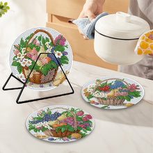 Load image into Gallery viewer, 4 Pcs Diamond Painting Coasters Kit with Holder for Dining Table (Flower Basket)
