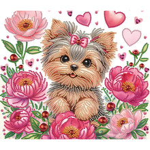 Load image into Gallery viewer, Flower Yorkshire Terrier 35*30CM(Canvas) Partial Special Shaped Drill Diamond Painting
