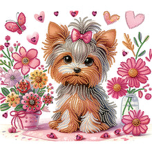 Load image into Gallery viewer, Flower Yorkshire Terrier 35*30CM(Canvas) Partial Special Shaped Drill Diamond Painting
