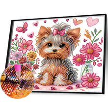 Load image into Gallery viewer, Flower Yorkshire Terrier 35*30CM(Canvas) Partial Special Shaped Drill Diamond Painting
