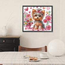 Load image into Gallery viewer, Flower Yorkshire Terrier 35*30CM(Canvas) Partial Special Shaped Drill Diamond Painting
