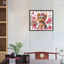 Load image into Gallery viewer, Flower Yorkshire Terrier 35*30CM(Canvas) Partial Special Shaped Drill Diamond Painting
