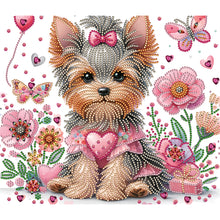 Load image into Gallery viewer, Flower Yorkshire Terrier 35*30CM(Canvas) Partial Special Shaped Drill Diamond Painting
