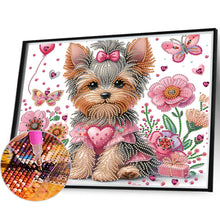 Load image into Gallery viewer, Flower Yorkshire Terrier 35*30CM(Canvas) Partial Special Shaped Drill Diamond Painting
