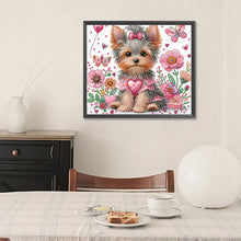 Load image into Gallery viewer, Flower Yorkshire Terrier 35*30CM(Canvas) Partial Special Shaped Drill Diamond Painting
