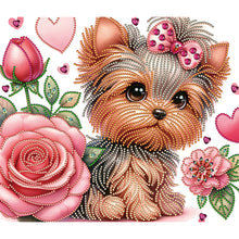 Load image into Gallery viewer, Flower Yorkshire Terrier 35*30CM(Canvas) Partial Special Shaped Drill Diamond Painting
