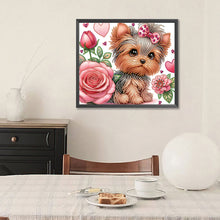 Load image into Gallery viewer, Flower Yorkshire Terrier 35*30CM(Canvas) Partial Special Shaped Drill Diamond Painting
