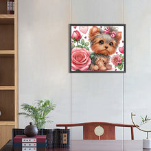 Load image into Gallery viewer, Flower Yorkshire Terrier 35*30CM(Canvas) Partial Special Shaped Drill Diamond Painting
