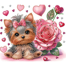 Load image into Gallery viewer, Flower Yorkshire Terrier 35*30CM(Canvas) Partial Special Shaped Drill Diamond Painting
