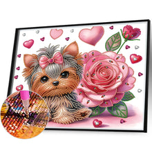 Load image into Gallery viewer, Flower Yorkshire Terrier 35*30CM(Canvas) Partial Special Shaped Drill Diamond Painting
