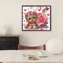 Load image into Gallery viewer, Flower Yorkshire Terrier 35*30CM(Canvas) Partial Special Shaped Drill Diamond Painting
