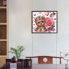 Load image into Gallery viewer, Flower Yorkshire Terrier 35*30CM(Canvas) Partial Special Shaped Drill Diamond Painting
