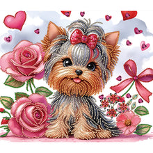 Load image into Gallery viewer, Flower Yorkshire Terrier 35*30CM(Canvas) Partial Special Shaped Drill Diamond Painting
