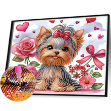 Load image into Gallery viewer, Flower Yorkshire Terrier 35*30CM(Canvas) Partial Special Shaped Drill Diamond Painting
