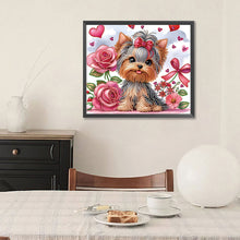 Load image into Gallery viewer, Flower Yorkshire Terrier 35*30CM(Canvas) Partial Special Shaped Drill Diamond Painting
