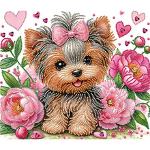 Load image into Gallery viewer, Flower Yorkshire Terrier 35*30CM(Canvas) Partial Special Shaped Drill Diamond Painting
