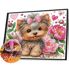 Load image into Gallery viewer, Flower Yorkshire Terrier 35*30CM(Canvas) Partial Special Shaped Drill Diamond Painting
