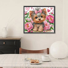 Load image into Gallery viewer, Flower Yorkshire Terrier 35*30CM(Canvas) Partial Special Shaped Drill Diamond Painting
