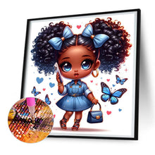 Load image into Gallery viewer, Blue Butterfly Girl 30*30CM(Canvas) Full Round Drill Diamond Painting
