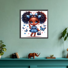 Load image into Gallery viewer, Blue Butterfly Girl 30*30CM(Canvas) Full Round Drill Diamond Painting
