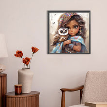 Load image into Gallery viewer, Owl Girl 30*30CM(Canvas) Full Round Drill Diamond Painting
