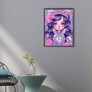 Girl And Bunny 40*55CM(Canvas) Full Round Drill Diamond Painting