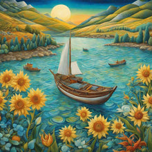 Load image into Gallery viewer, Sunflowers And Boats 30*30CM(Canvas) Full Round Drill Diamond Painting
