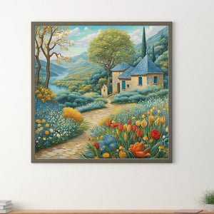 Tulips And Hut 30*30CM(Canvas) Full Round Drill Diamond Painting