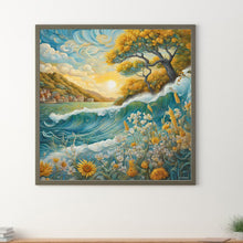 Load image into Gallery viewer, Sunflowers And Sea 30*30CM(Canvas) Full Round Drill Diamond Painting
