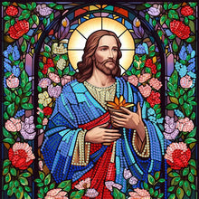 Load image into Gallery viewer, Glass Painting Jesus 30*30CM(Canvas) Partial Special Shaped Drill Diamond Painting
