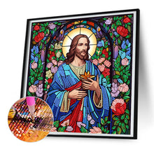 Load image into Gallery viewer, Glass Painting Jesus 30*30CM(Canvas) Partial Special Shaped Drill Diamond Painting
