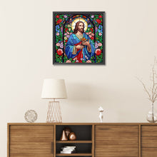 Load image into Gallery viewer, Glass Painting Jesus 30*30CM(Canvas) Partial Special Shaped Drill Diamond Painting
