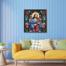 Load image into Gallery viewer, Glass Painting Jesus 30*30CM(Canvas) Partial Special Shaped Drill Diamond Painting
