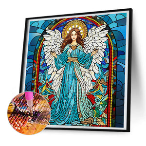 Virgin Mary On Glass 30*30CM(Canvas) Partial Special Shaped Drill Diamond Painting