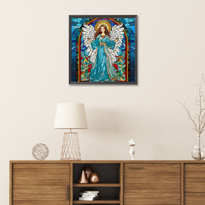 Virgin Mary On Glass 30*30CM(Canvas) Partial Special Shaped Drill Diamond Painting