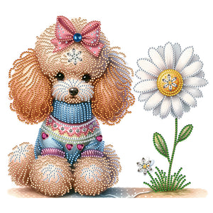 Teddy Dog 35*30CM(Canvas) Partial Special Shaped Drill Diamond Painting