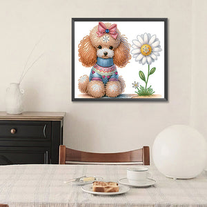 Teddy Dog 35*30CM(Canvas) Partial Special Shaped Drill Diamond Painting