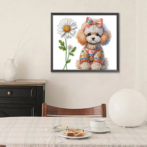 Teddy Dog 35*30CM(Canvas) Partial Special Shaped Drill Diamond Painting