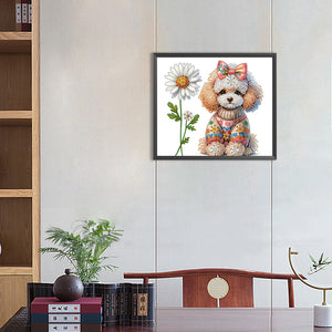 Teddy Dog 35*30CM(Canvas) Partial Special Shaped Drill Diamond Painting