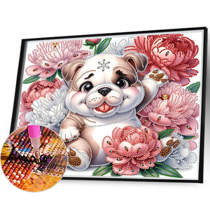 Bulldog 35*30CM(Canvas) Partial Special Shaped Drill Diamond Painting