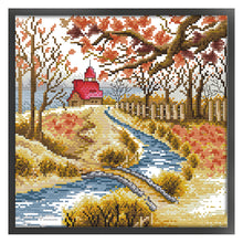 Load image into Gallery viewer, Joy Sunday Korean Scenery (3) Autumn 29*29CM14CT 2 Stamped Cross Stitch
