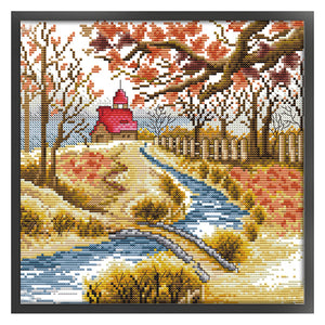 Joy Sunday Korean Scenery (3) Autumn 29*29CM14CT 2 Stamped Cross Stitch