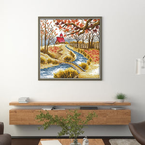 Joy Sunday Korean Scenery (3) Autumn 29*29CM14CT 2 Stamped Cross Stitch