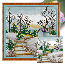 Load image into Gallery viewer, Joy Sunday Korean Scenery (4) Winter 29*29CM14CT 2 Stamped Cross Stitch
