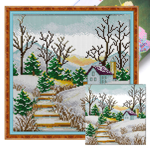 Joy Sunday Korean Scenery (4) Winter 29*29CM14CT 2 Stamped Cross Stitch