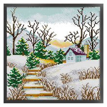 Load image into Gallery viewer, Joy Sunday Korean Scenery (4) Winter 29*29CM14CT 2 Stamped Cross Stitch
