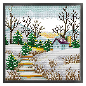 Joy Sunday Korean Scenery (4) Winter 29*29CM14CT 2 Stamped Cross Stitch