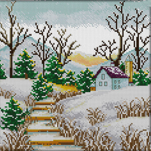 Joy Sunday Korean Scenery (4) Winter 29*29CM14CT 2 Stamped Cross Stitch