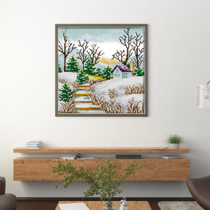 Joy Sunday Korean Scenery (4) Winter 29*29CM14CT 2 Stamped Cross Stitch