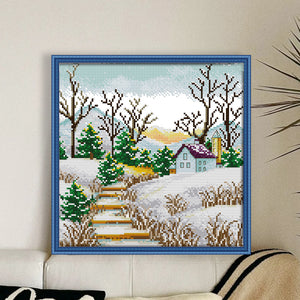 Joy Sunday Korean Scenery (4) Winter 29*29CM14CT 2 Stamped Cross Stitch